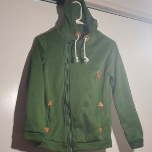Green Hoodie with Tan Accents